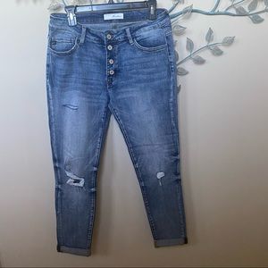 Kancan high-rise distressed girlfriend button-fly jeans Sz 9 EUC